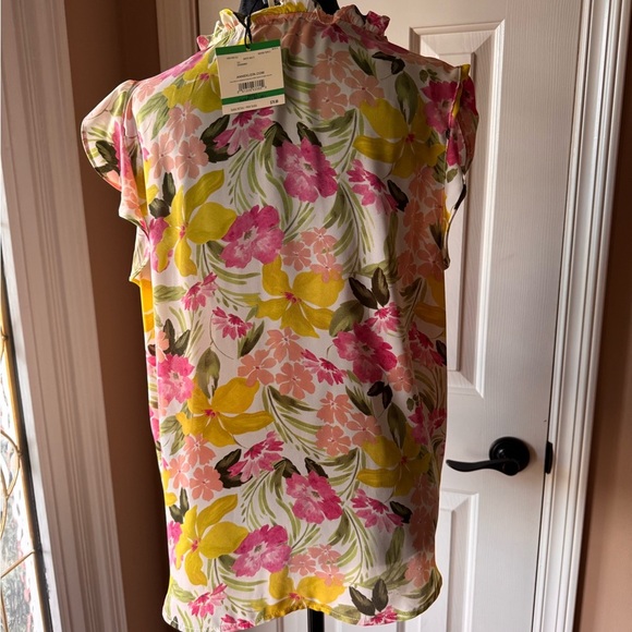 Anne Klein Floral Blouse - Pink, Yellow, Green NWT - Picture 3 of 10
